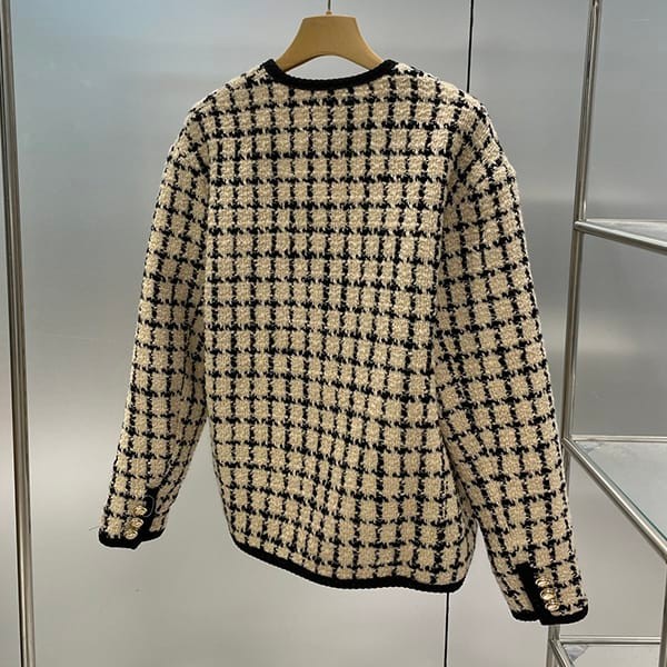 セール新作ミュウミュウ 偽物 ストレートチェックラメジャケット MH1873_139K_ myu83840